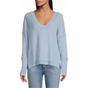 NWOT Free People New Magic Thermal Small Women Sweater Blue